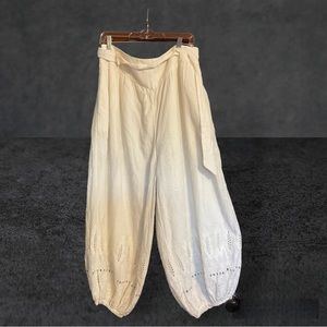 Free People white embroidered harem pants Size 8